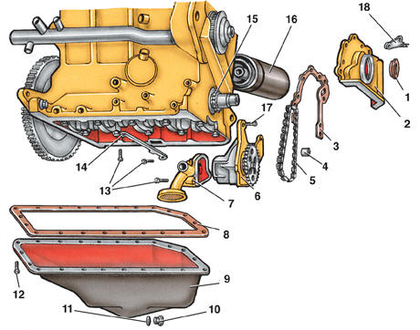 Детали системы смазки двигателей MH и 2G
