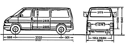 Фургон - База 3320 мм - Кузов с подвесной задней дверью