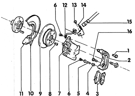 Тормозной механизм переднего колеса (колеса 14 дюймов)