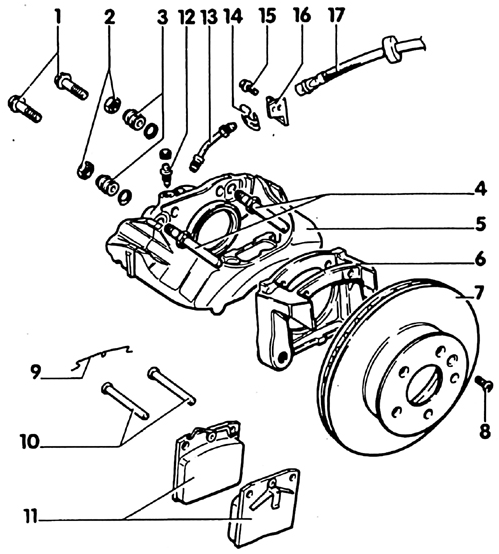 Тормозной механизм переднего колеса ( колеса 15 дюймов)