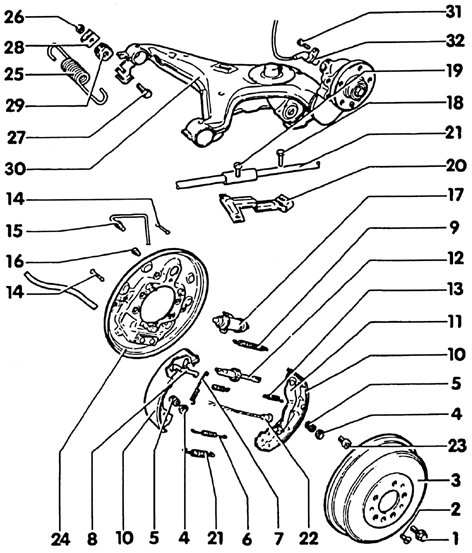 Тормозной механизм заднего колеса